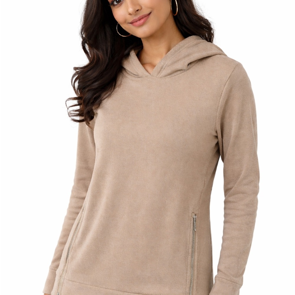 Poof New York Women’s Hoodie Sweatshirt Side Zippers Size L New With Tag